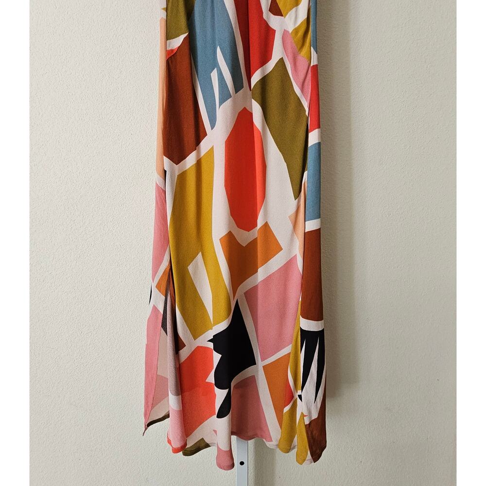 ANTHROPOLOGIE CONDITIONS APPLY Abstract Multicolored Slip Midi Dress Sz M - Picture 4 of 16